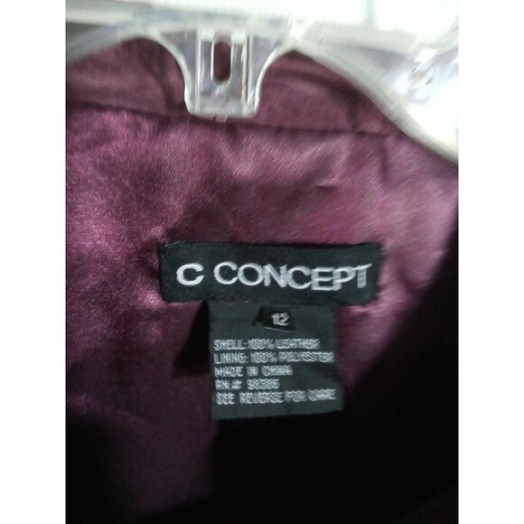 Women's C Concepts Suede Jacket Size 12 Purple Coat 100% Leather Pockets - Picture 9 of 9